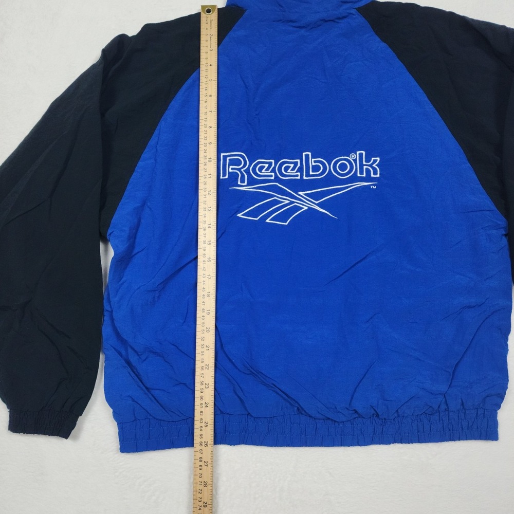 Vintage Reebok Windbreaker Jacket Mens Large Blue Nylon Full Zip 90s Logo - Picture 7 of 9